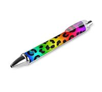 HLBSDM Penna a sfera retrattile di alta qualità con scrittura e carina, inchiostro ad asciugatura rapida, stampa animalier leopardo e ghepardo colorata, arcobaleno, 1 pezzo
