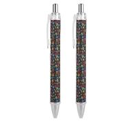 HLBSDM Penna a sfera retrattile Doodle Colorful Print, punta fine da 0,5 mm, penna a scatto resistente in PC con clip per uso quotidiano