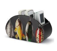 HLBSDM Portatelecomando per vari tipi di esche da pesca, contenitore per telecomando TV, organizer da scrivania in pelle, portapenne in PU, organizer fisso per soggiorno e ufficio (5 scomparti)