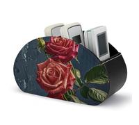 HLBSDM Portatelecomando Shabby Chic Roses, contenitore portatelecomando TV, organizer da scrivania in pelle, portapenne in PU, organizer per ufficio in soggiorno (5 scomparti)