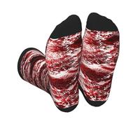 HLBSDM Rosso Nero Bianco Invecchiato Grunge Muro Vecchio Storto Scrostato Dipinto Sfondo Rosso Ab (2) Calzini Morbidi e Caldi Calzini Tubolari Lunghi Casual per Uomo e Donna