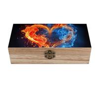 HLBSDM Scatola portaoggetti in legno a forma di cuore di fuoco e acqua, scatole portagioie, vintage con coperchio incernierato, di Natale, piccole decorazioni per la ca