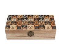 HLBSDM Scatola portaoggetti in legno con coperchio incernierato, raffigurante uno sguardo sereno sui cani, ideale per gioielli, ninnoli e foto.