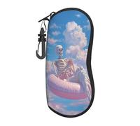 HLBSDM Scheletro che si rilassa su un anello a pois rosa, custodia per occhiali portatile, borsa per occhiali da sole leggera, custodia per occhiali da vista