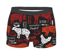 HLBSDM Schemi di Tagli di Carne per macelleria, Boxer da Uomo, Pantaloncini Sportivi Elasticizzati e Traspiranti.