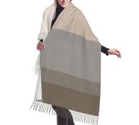 HLBSDM Sciarpa con frange in cashmere a righe color tortora, crema e grigio. Le sciarpe in seta autunnali e invernali sono super calde e morbide