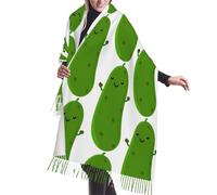 HLBSDM Sciarpa con frange in cashmere con illustrazione di un simpatico sottaceto felice. Le sciarpe in seta autunnali e invernali sono super calde e morbide