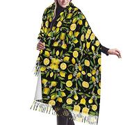 HLBSDM Sciarpa con frange in cashmere con stampa limone giallo, scialle comodo ed elegante con frange eleganti per autunno, inverno e primavera.