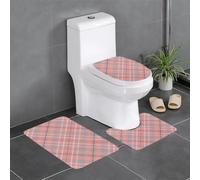 HLBSDM Set di 3 tappeti da bagno a quadri (2) in morbida flanella con tappeto a forma di U e copriwater.
