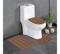 HLBSDM Set di 3 tappetini da bagno in flanella Clan Mackintosh Ancient Tartan, copriwater e tappetino per vasca | Morbidezza come una nuvola
