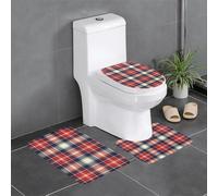 HLBSDM Set di 3 tappetini da bagno in flanella con illustrazione a linee diagonali e tappetino per WC | Morbidezza come una nuvola