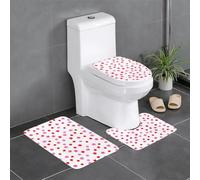 HLBSDM Set di 3 tappetini da bagno in flanella con motivo rosa acceso a macchie, copriwater e tappetino per vasca | Morbidezza come una nuvola