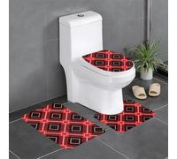 HLBSDM Set di 3 tappetini da bagno in flanella effetto piastrelle: tappeto da bagno, copriwater e tappetino per vasca | Morbidezza come una nuvola