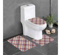 HLBSDM Set di 3 tappetini da bagno in flanella scozzese classica: tappeto da bagno, copriwater e tappetino per vasca | Morbidezza come una nuvola