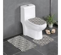 HLBSDM Set di 3 tappetini da bagno in flanella Simple Abstract Lattice 26351170, con copriwater e tappetino per vasca | Morbidezza come una nuvola