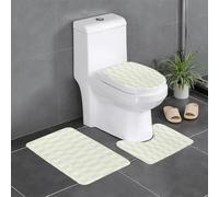 HLBSDM Set di 3 tappetini da bagno in flanella verde rombo: tappeto da bagno, copriwater e tappetino per vasca | Morbidezza come una nuvola