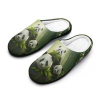 HLBSDM Simpatiche pantofole da casa in cotone con famiglia di panda nella foresta di bambù, colorate, da fattoria, con pollo e foglie, per l'autunno e l'inverno, suola in gomma antiscivolo