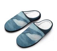 HLBSDM Simpatiche pantofole invernali da donna con barchetta di carta e balena che condividono le acque, cuori d'amore di San Valentino, pois, antiscivolo, suola in gomma per interni ed esterni