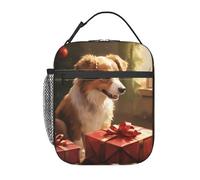 HLBSDM Simpatico cane seduto accanto alla borsa termica riutilizzabile per il pranzo - Borsa portatile impermeabile per uomo e donna