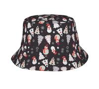 HLBSDM Simpatico Cappello a Secchiello con Fiocchi di Neve Natalizi per Uomo e Donna, Cappello a Secchiello Estivo da Viaggio, da Spiaggia, Unisex, per Esterni, da Pescatore Natalizio