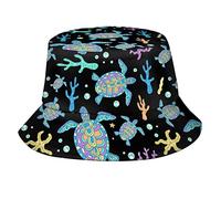 HLBSDM Simpatico Cappello a Secchiello con Tartaruga Marina, Pieghevole, Ideale per la Pesca e per proteggersi dal Sole, Perfetto per L'Estate, per Uomo, Donna e Ragazzi.