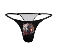 HLBSDM Slip Perizoma da Donna con Stampa Tribale e Lupo, Modello T-Back, Sexy e provocante.
