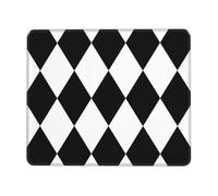 HLBSDM Tappetino per mouse in gomma morbida e con bordo di bloccaggio, motivo Arlecchino bianco e nero, 8,3 x 10,3 pollici