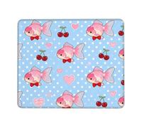 HLBSDM Tappetino per mouse per computer con motivo pesciolino e pois, base in gomma antiscivolo, ideale per laptop, ufficio e computer, dimensioni 8,3 x 10,3 pollici.