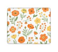 HLBSDM Tappetino per mouse quadrato antiscivolo in gomma con motivo floreale giallo-arancio per computer domestico, dimensioni 7,9 x 9,5 pollici.