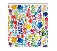 HLBSDM Tenda da doccia con fiori e piante, colori vivaci, elementi botanici autunnali ed estivi, tende da bagno, lavabili in lavatrice, idrorepellenti, 72 x 72 pollici