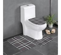 HLBSDM Tessuto scozzese grigio Textire Illustrazione Set di 3 tappetini da bagno in flanella Tappeto da bagno Copriwater Tappetino da vasca | Morbidezza come una nuvola