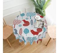 HLBSDM Tovaglia a forma di volpe, rotonda, da 60 pollici, impermeabile, per feste, picnic, cucina, all'aperto, nella foresta.