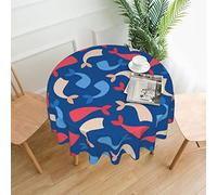 HLBSDM Tovaglia blu rotonda da 60 pollici, impermeabile, per feste, per picnic, cucina, esterno, sirena