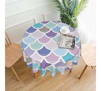 HLBSDM Tovaglia da sirena, rotonda, da 60 pollici, impermeabile, per feste, per picnic, cucina, esterno, rosa.