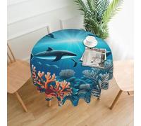 HLBSDM Tovaglia rotonda pratica con stampa di balene sotto il mare, resistente, adatta per casa, ristorante, hotel, riunioni e come copritavolo decorativo.