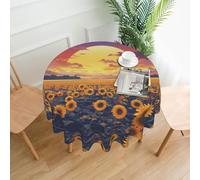 HLBSDM Tovaglia rotonda pratica con stampa di girasoli al tramonto, resistente e adatta per casa, ristorante, hotel, eventi e come copritavolo decorativo.