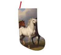 HLBSDM Tre cavalli, stampa a olio su tela, calze di Natale da 18 pollici, grandi, per bambini, decorazioni da appendere personalizzate per la famiglia, decorazioni e regali di Natale