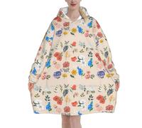 HLBSDM Un set di coperte con cappuccio indossabili con fiori e foglie in fiore, oversize, calde e accoglienti, per donne e uomini.