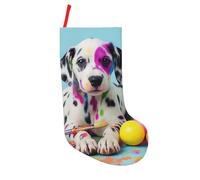 HLBSDM Una simpatica calza natalizia con stampa di un cucciolo di dalmata, grande 18 pollici, per bambini, decorazioni da appendere personalizzate per la famiglia, decorazioni e regali di Natale.