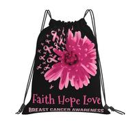 HLBSDM Zaino con coulisse, borsa da palestra, viaggio, escursionismo, spiaggia, con nastro rosa e girasoli, per la lotta contro il cancro al seno, 16 x 14 pollici