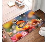 HLBSDM Zerbino per ingresso Bloom Flower and Butterfly, resistente e adatto a tutte le condizioni atmosferiche, per esterni e interni, assorbente, antiscivolo, a basso profilo, 24" x 16"