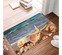 HLBSDM Zerbino per ingresso con conchiglie sulla spiaggia sabbiosa, resistente e adatto a tutte le condizioni atmosferiche, per esterni e interni, assorbente, antiscivolo, a basso profilo, 24" x 16"