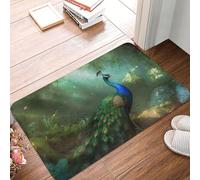 HLBSDM Zerbino per ingresso con motivo Pavone nella foresta, resistente e resistente, per tutte le stagioni, per esterni e interni, assorbente, antiscivolo, a basso profilo, 24" x 16"