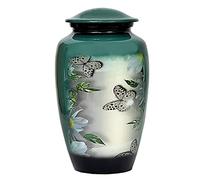 HLC Urna funeraria per ceneri umane a forma di farfalla, realizzata a mano, urna funeraria per ceneri (adulto (90,7 kg) - 26,7 x 15,2 cm, urna per cremazione