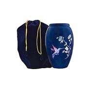 HLC URNS - Urna funeraria per ceneri umane, a forma di colibrì, per adulti, realizzata a mano, a prezzi accessibili, per adulti (90,7 kg, 26,7 x 15,2 cm, adorabile urna blu a forma di colibrì)