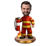 HLCYANYA Espositore acrilico personalizzato stile cartoon che raffigura un vigile del fuoco, realizzato dalla tua foto, figurina piatta 2D da scrivania, regalo per compleanno, anniversario o laurea