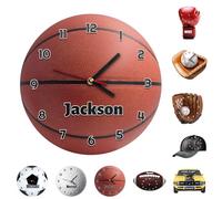 HLCYANYA Orologio da parete personalizzato con nome e logo basket, orologio sportivo personalizzato, adatto per camera, soggiorno o sala giochi, regalo perfetto per fan dello sport