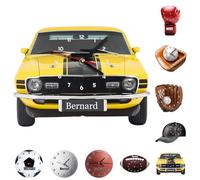 HLCYANYA Orologio da parete personalizzato per auto con nome, orologio sportivo personalizzato, ideale per camera da letto, soggiorno o sala giochi, regalo personalizzato per appassionati di sport