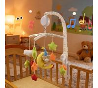 HLEEDUO Giostrina per culla per ragazze o ragazzi, giostrina per culla con 35 bambole di peluche ninne nanne e orsi sulla luna, giocattoli per culla da appendere per bambini e bambine, mobile per