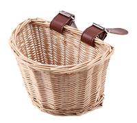 HLELU Cesto per Bicicletta Vintage nel Rattan per Bambini Cestino per Scooter per Bici Cestino Anteriore per Bicicletta per Bambini, XS (Colore Legno)